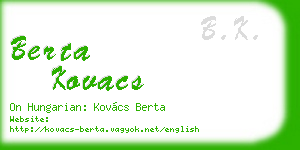 berta kovacs business card