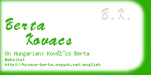 berta kovacs business card
